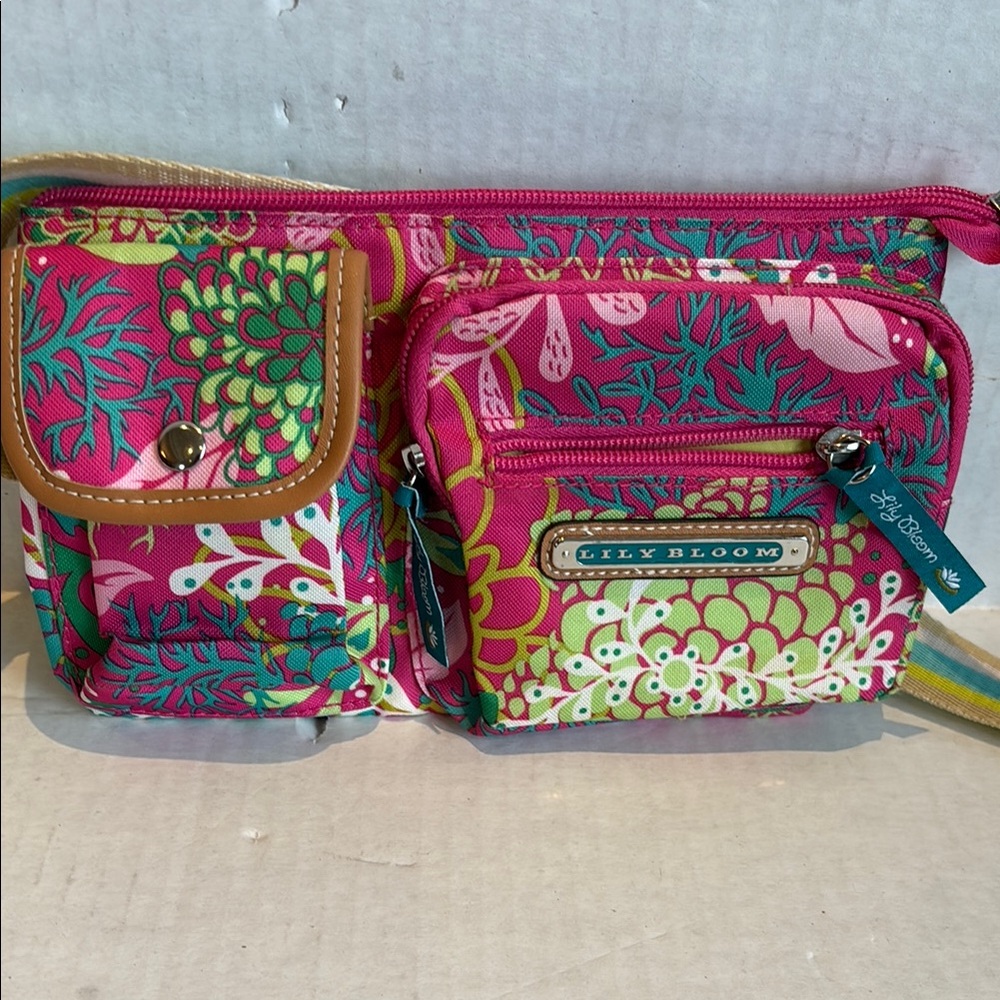 Lily Bloom Pink and Green Crossbody Bag